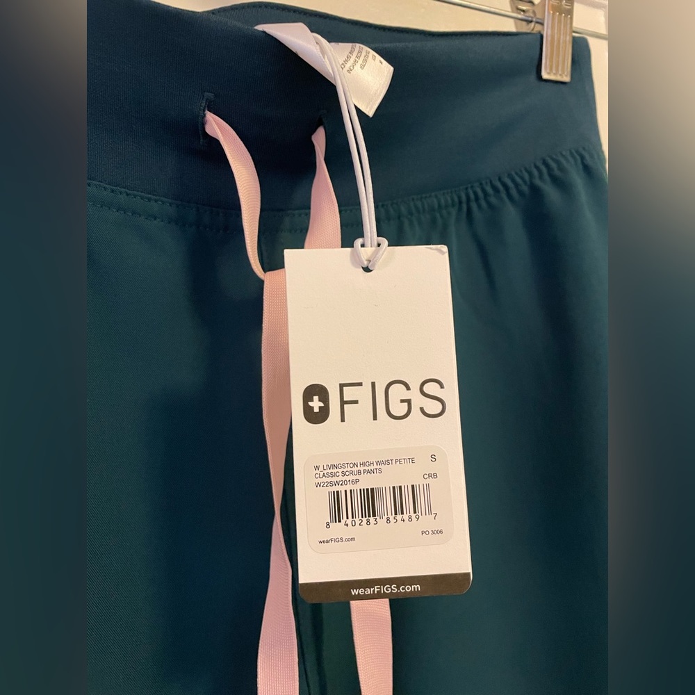 Figs, Caribbean Blue, Livingston High Waisted scrub pants. Small Petite.